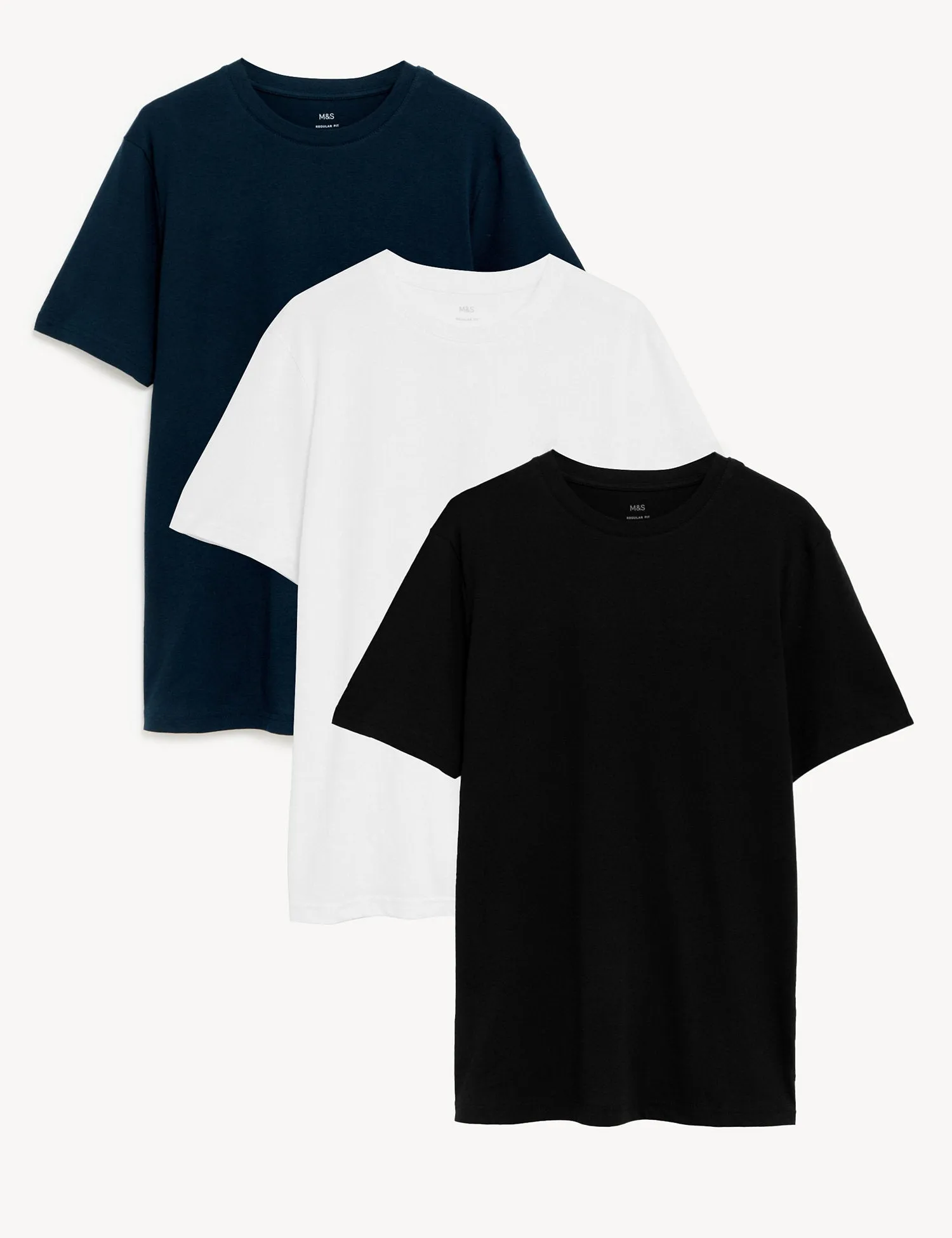 3pk Pure Cotton Crew Neck T-Shirts