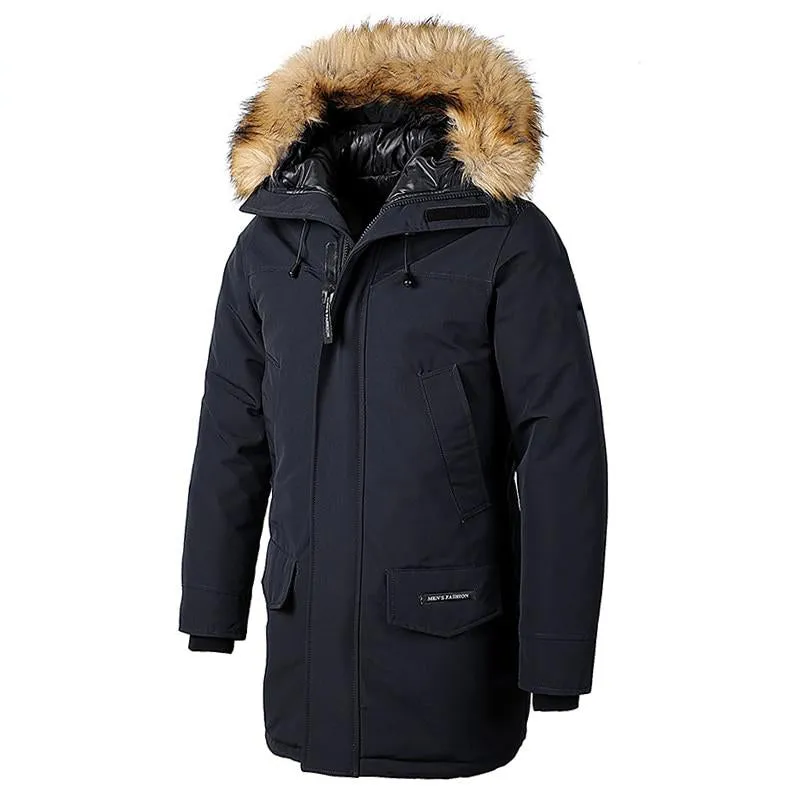 Ashore Shop Men's Long Fur Collar Hooded Waterproof Parka