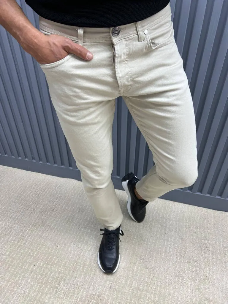 Beige Slim Fit Jeans