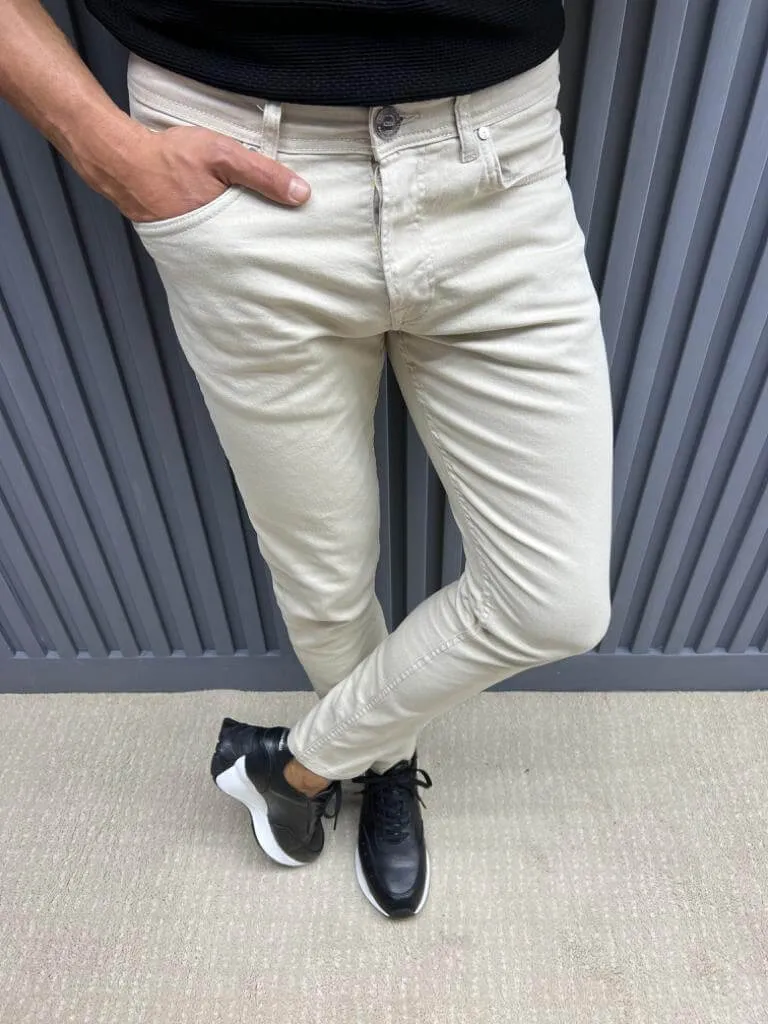 Beige Slim Fit Jeans