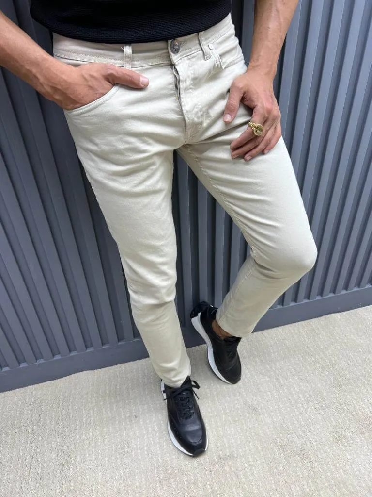 Beige Slim Fit Jeans