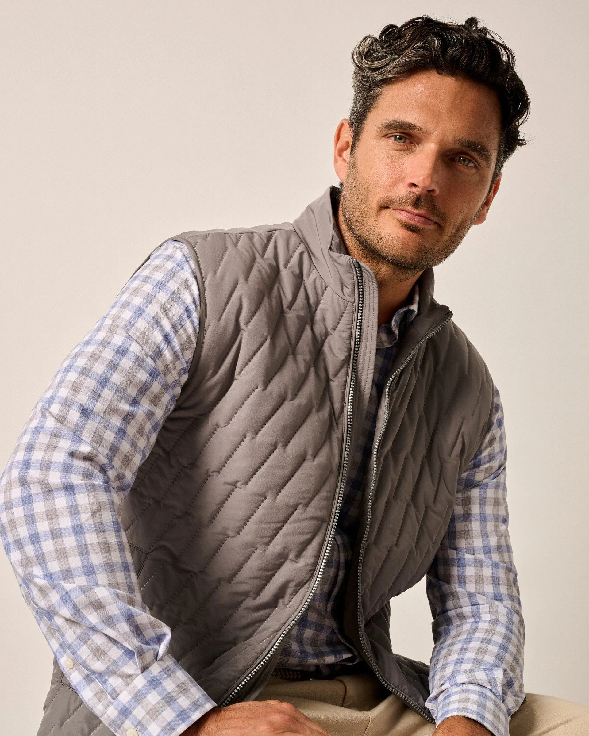 Belfry Quilted Puffer Vest in Concrete by Johnnie-O