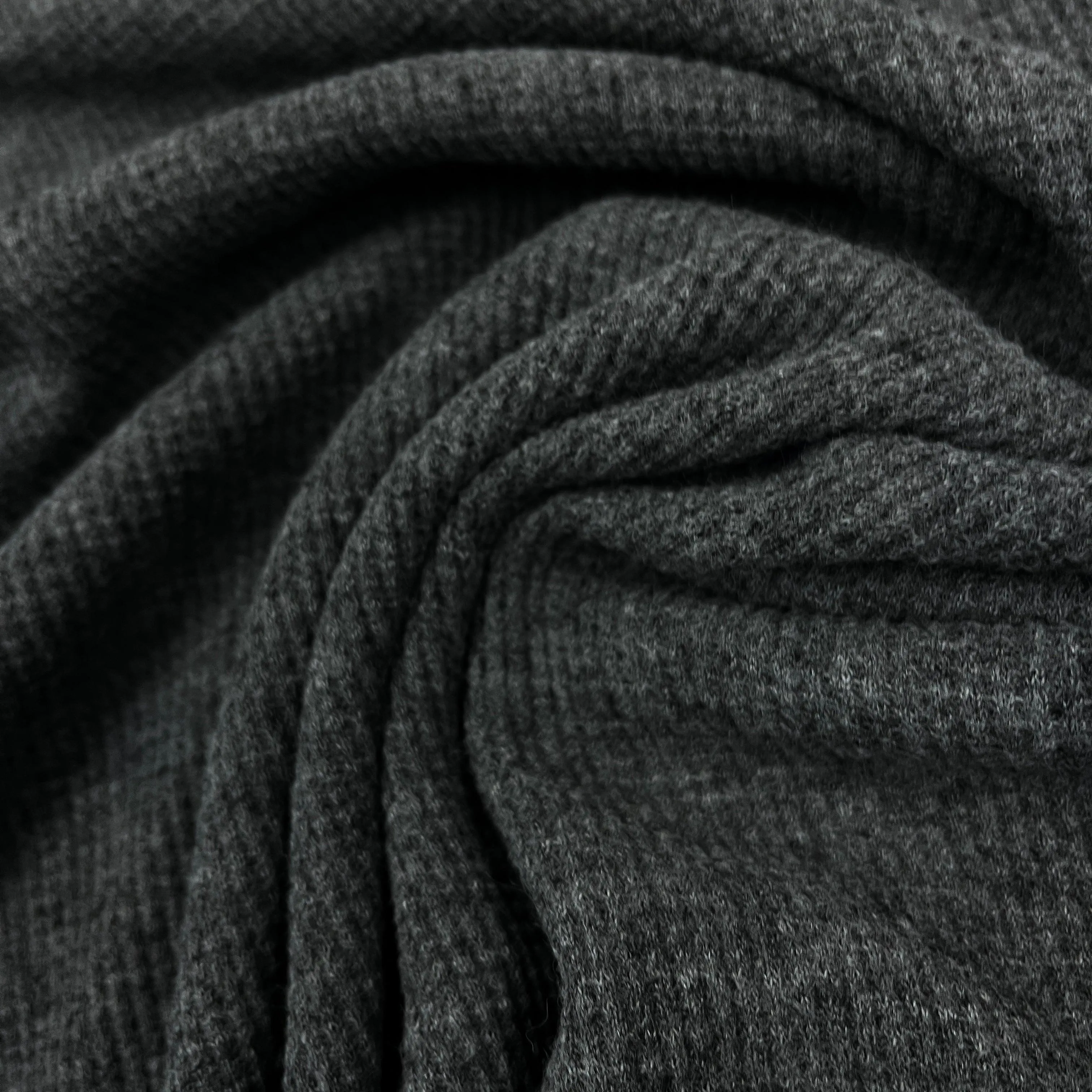 Blue Slate Heather Organic Cotton Waffle Thermal Fabric - Grown in the USA