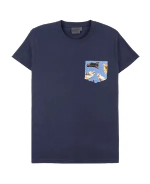 Cats On Denim Pocket Tee Navy