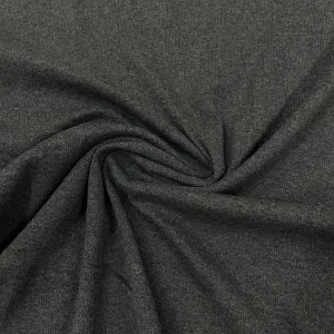 Charcoal Heather Organic Cotton/Spandex Rib Knit Fabric - 2x2