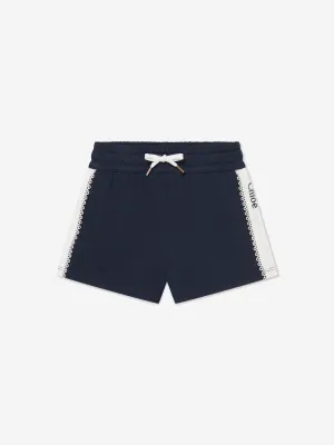 Chloé Girls Organic Cotton Fleece Shorts in Navy