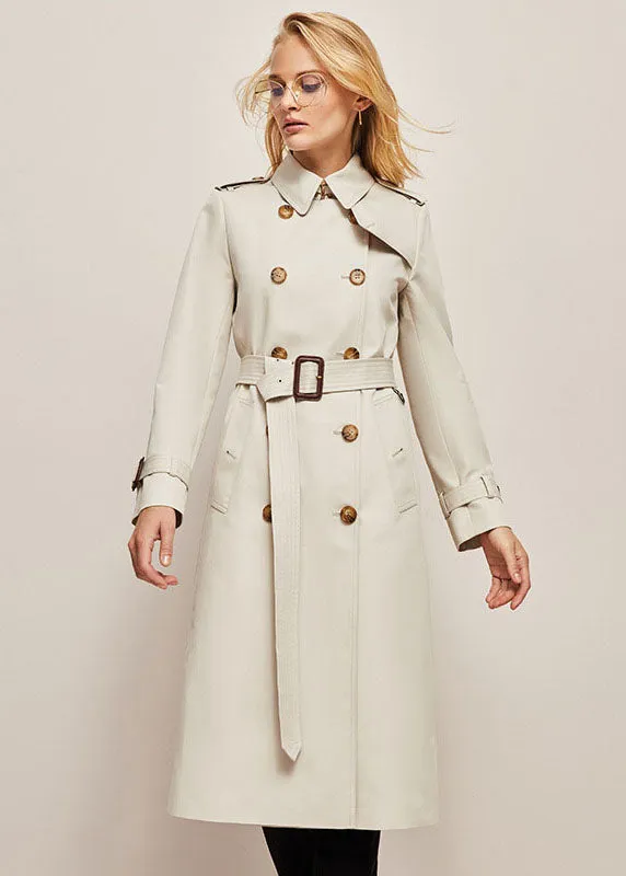 Classic Khaki Cotton Double Breasted Trench Spring Jacket Long Coat