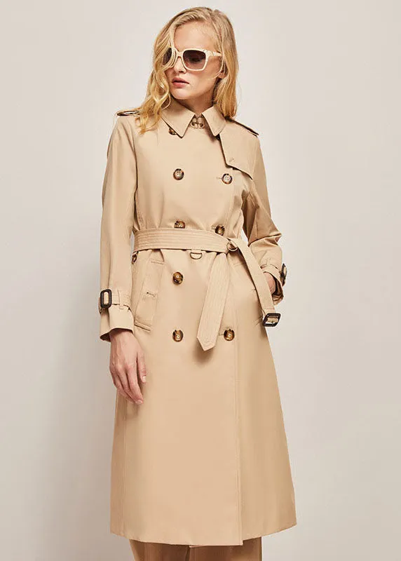 Classic Khaki Cotton Double Breasted Trench Spring Jacket Long Coat