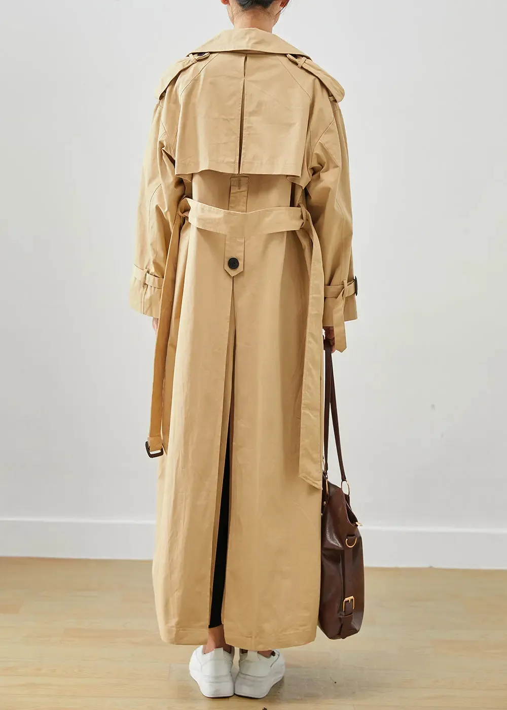 Classy Khaki Oversized Double Breast Cotton Trench Fall ML3255