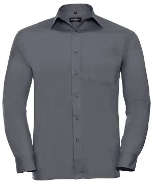 Convoy Grey - Long sleeve polycotton easycare poplin shirt