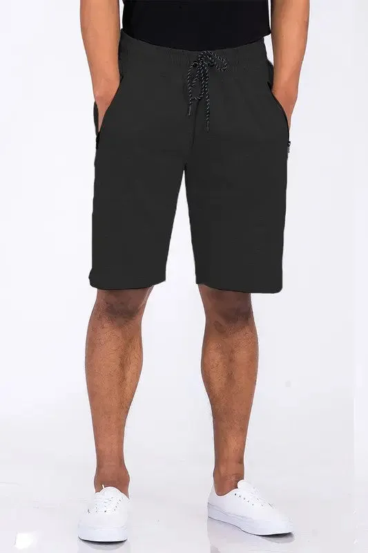 Cotton Blend Lounge Sweat Shorts with Zipper Pockets