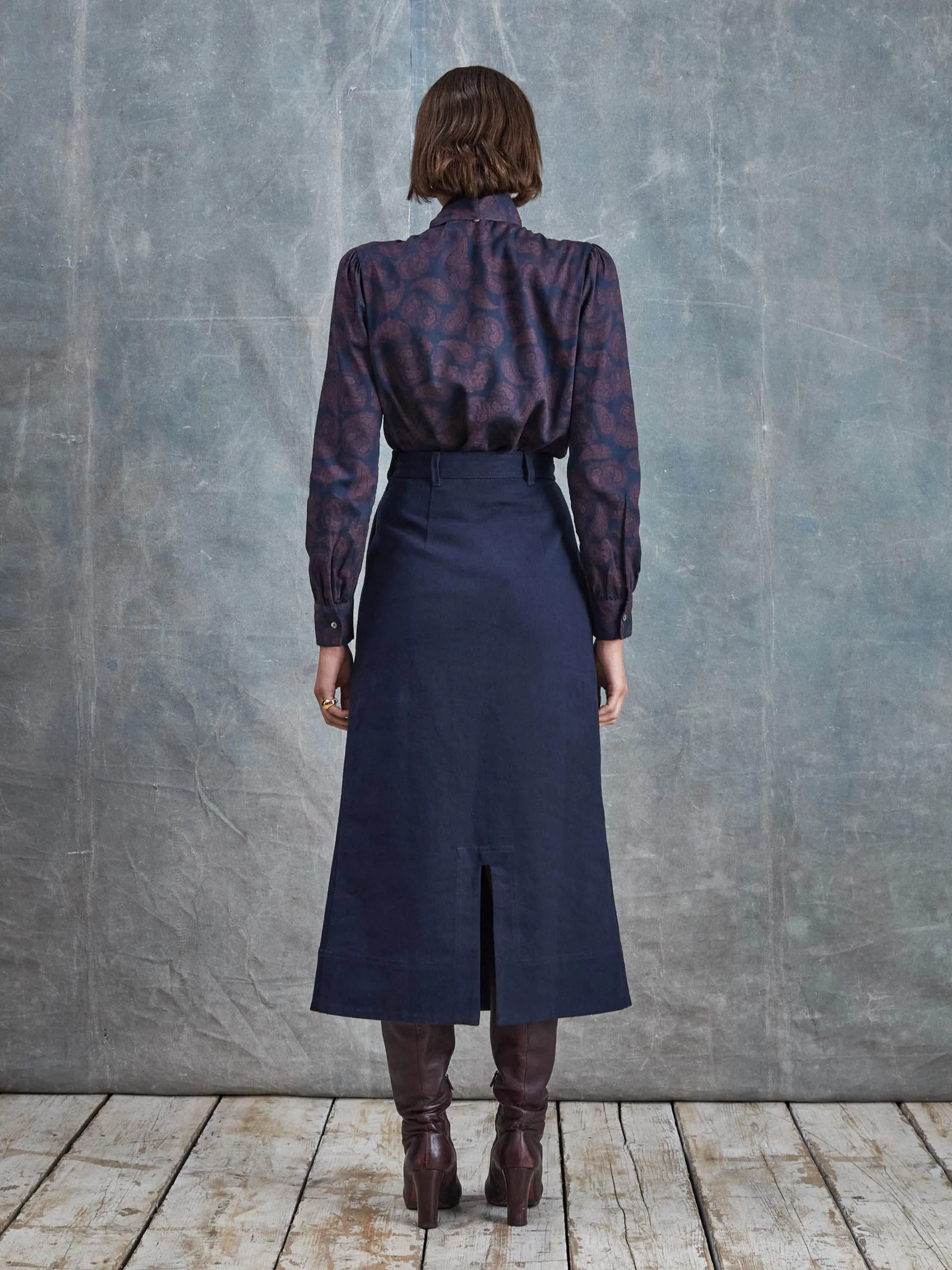 Dark navy Eveline drill skirt