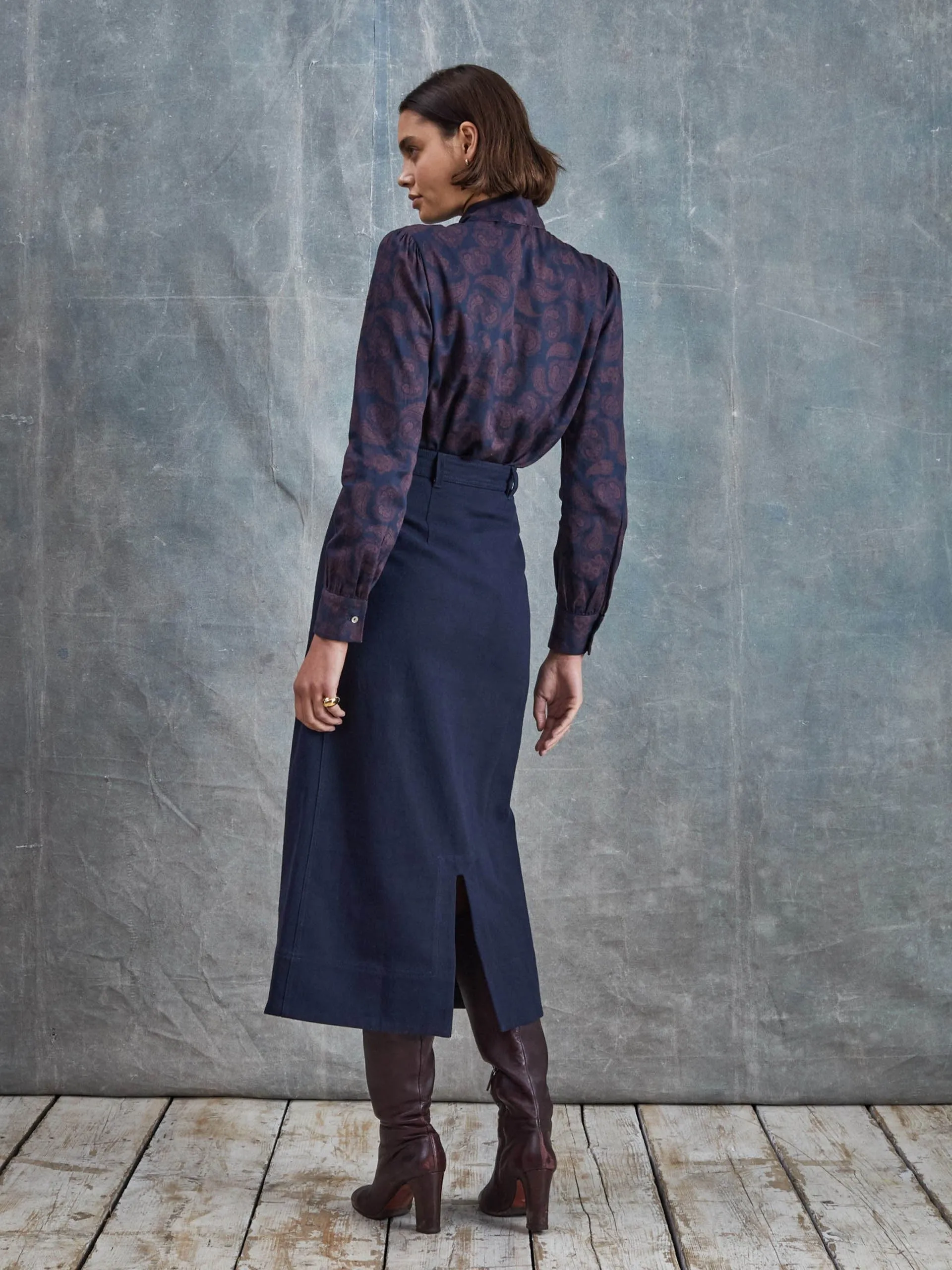 Dark navy Eveline drill skirt