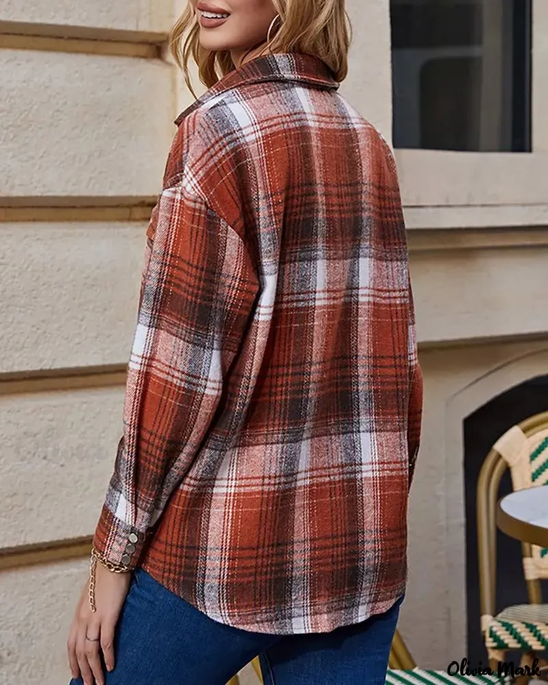 Deanwangkt - Plaid Print Long Sleeve Button-Up Shirt