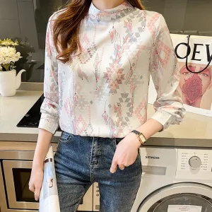 deanwangkt style New elegant printing ladies shirts  Spring Summer Women's Blouses Long Sleeve Shirts Tops Blusas Mujer