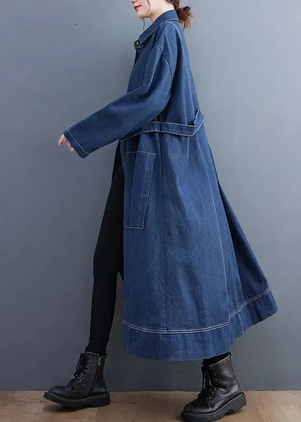 Denim Long Trench Coat