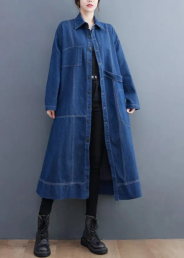 Denim Long Trench Coat