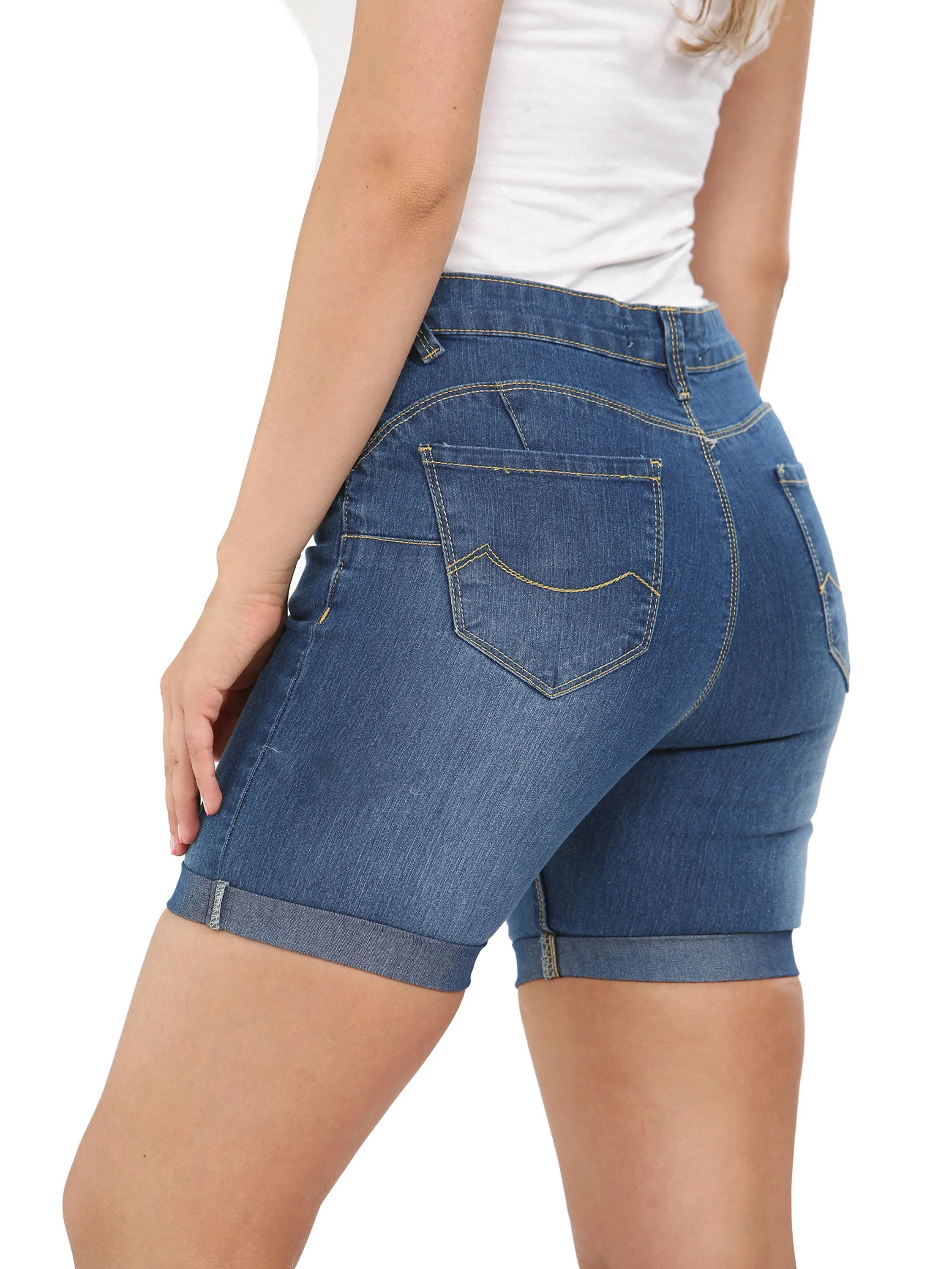 Enzo | Womens Skinny Stretch Denim Shorts