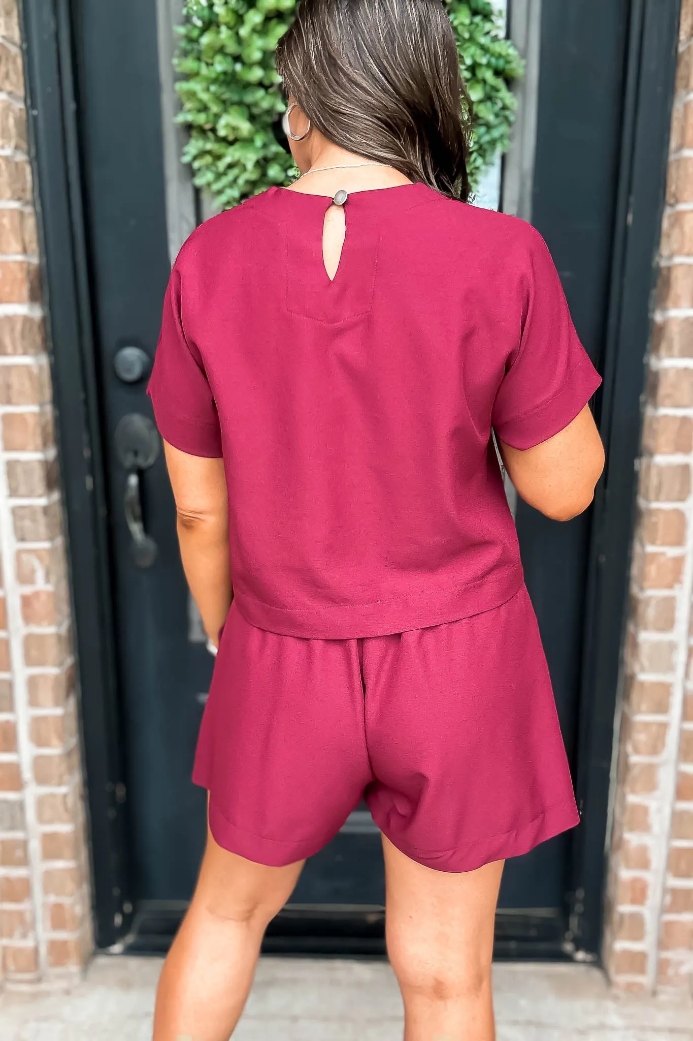 Everyday Radiance Solid Burgundy Shorts