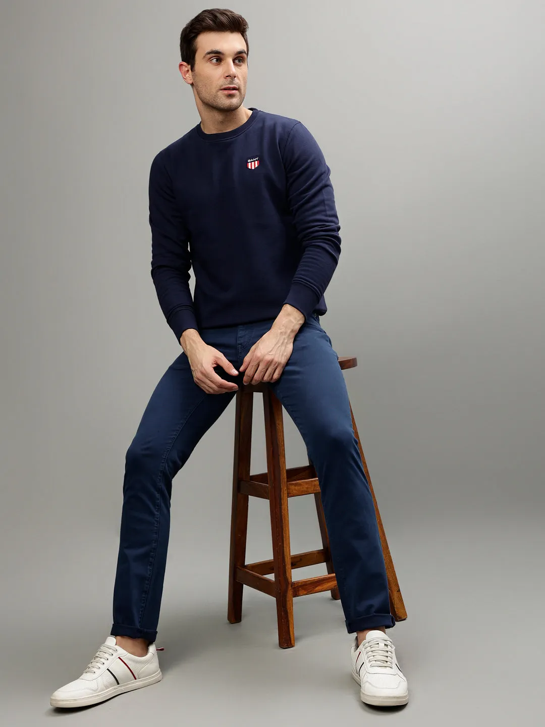 Gant Men Blue Solid Slim Fit Jeans