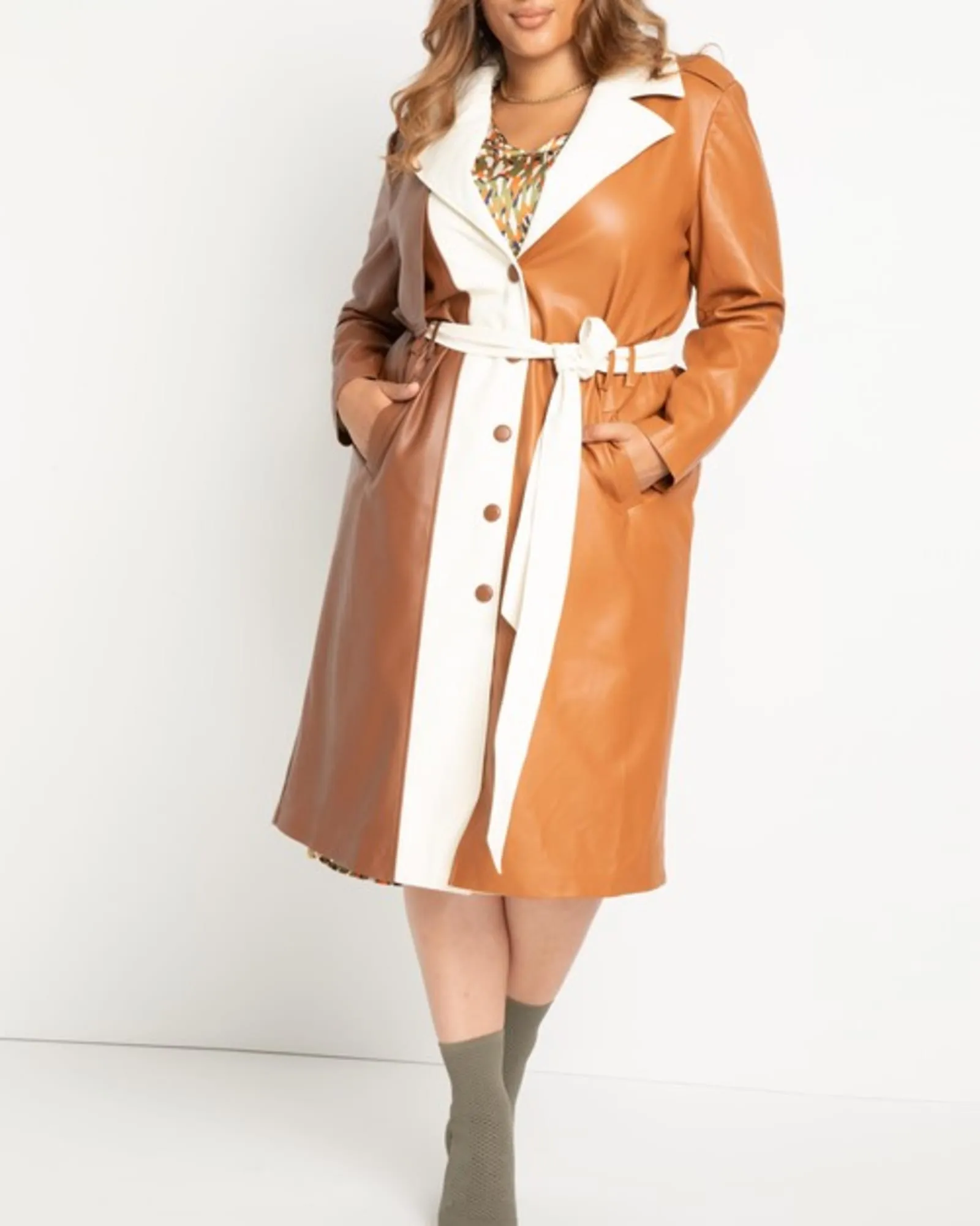 Hazel Faux Leather Trench | Horse   Pristine   Caramel Cafe