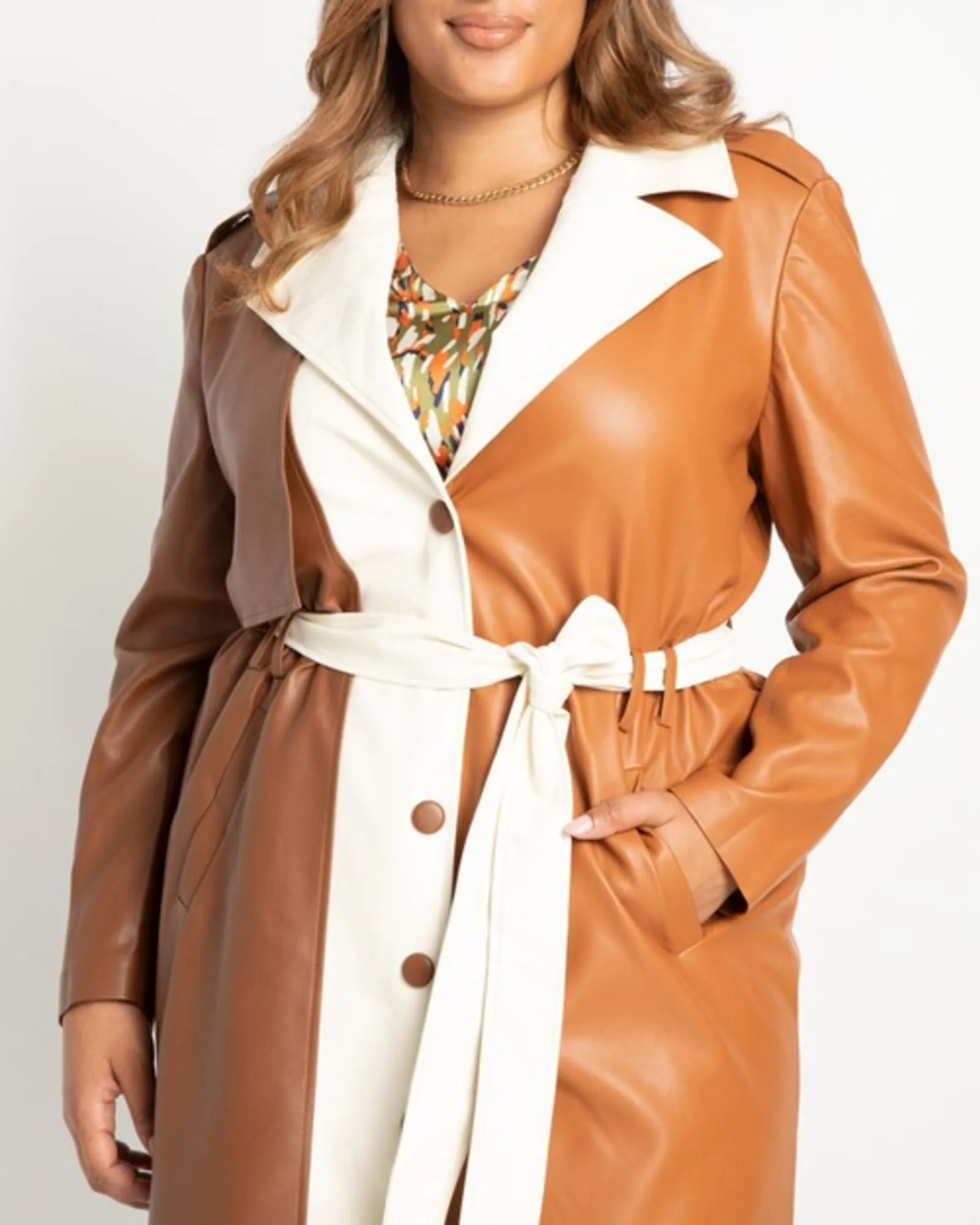 Hazel Faux Leather Trench | Horse   Pristine   Caramel Cafe