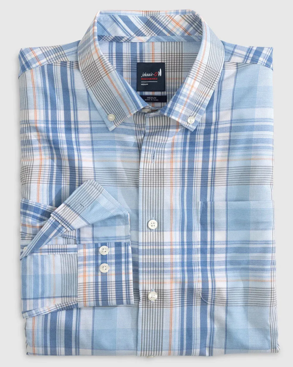 Johnnie-O Kiffin Performance Button Up Shirt in Maliblu