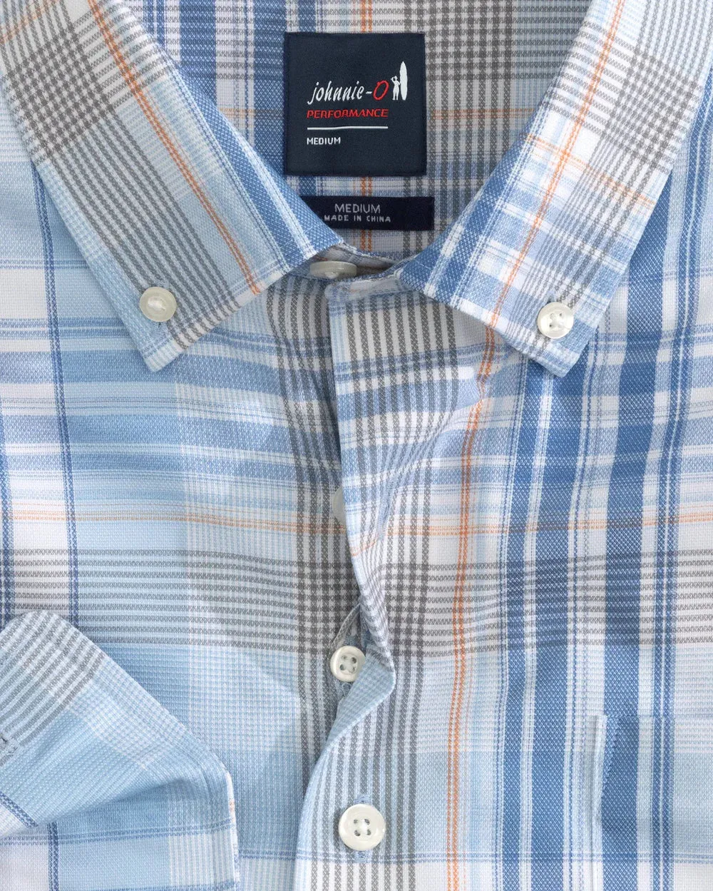 Johnnie-O Kiffin Performance Button Up Shirt in Maliblu