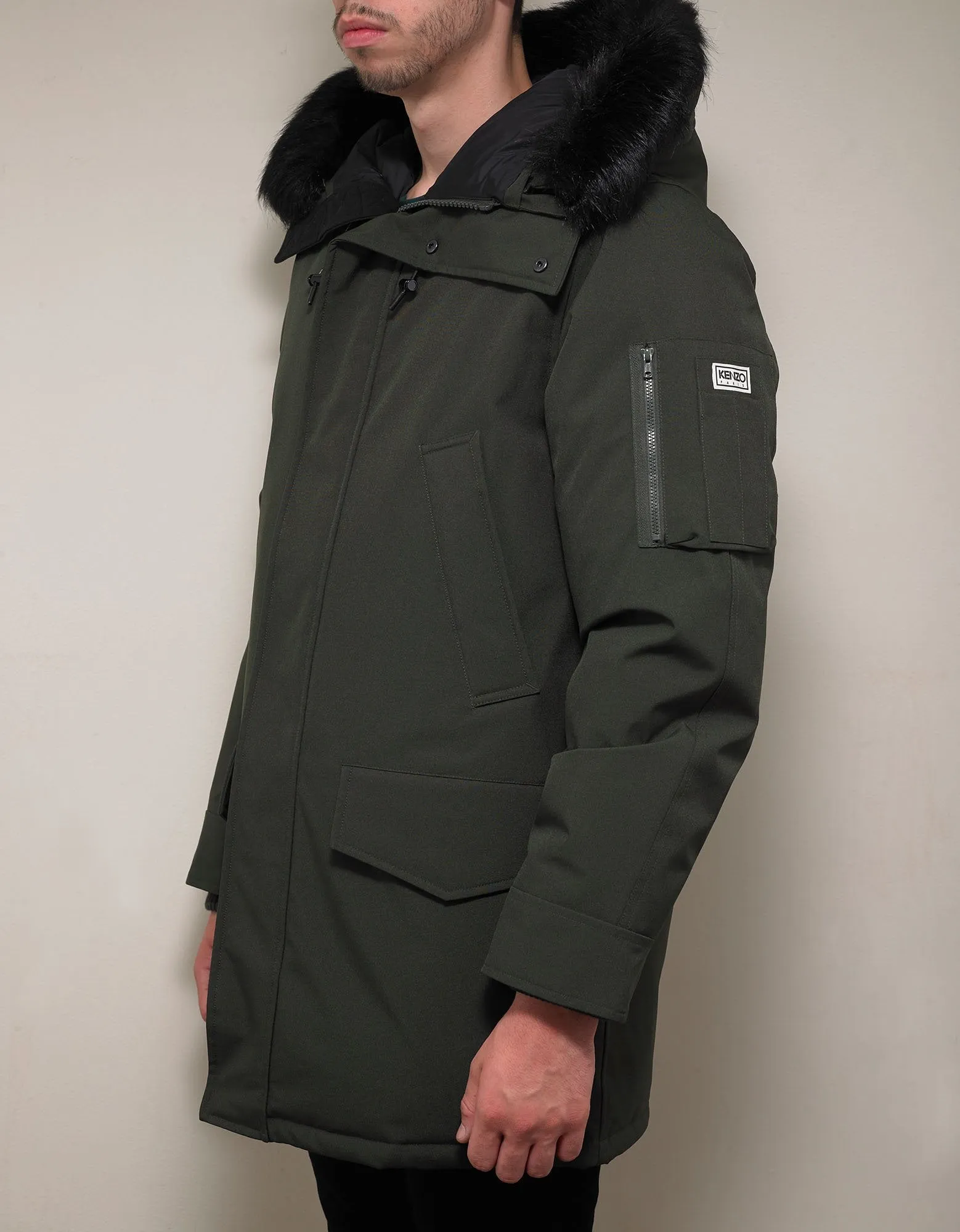 Khaki Long Down Parka Jacket