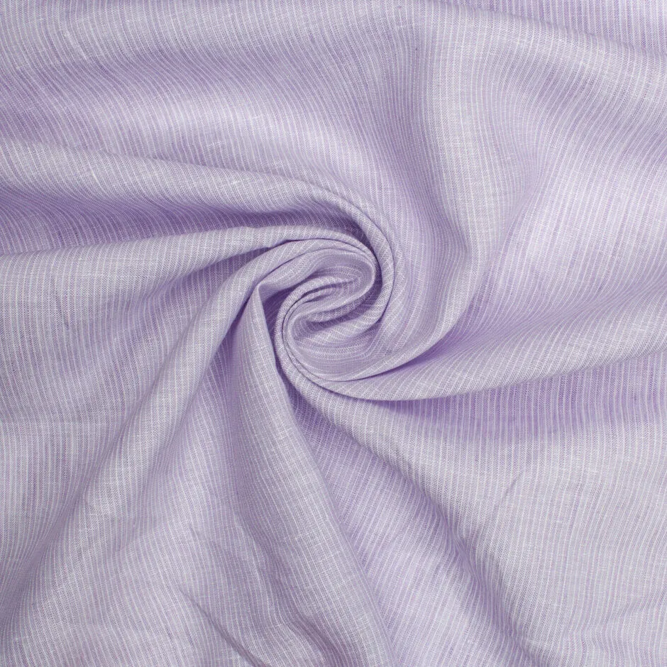 Lavender Striped Pure Linen Shirting