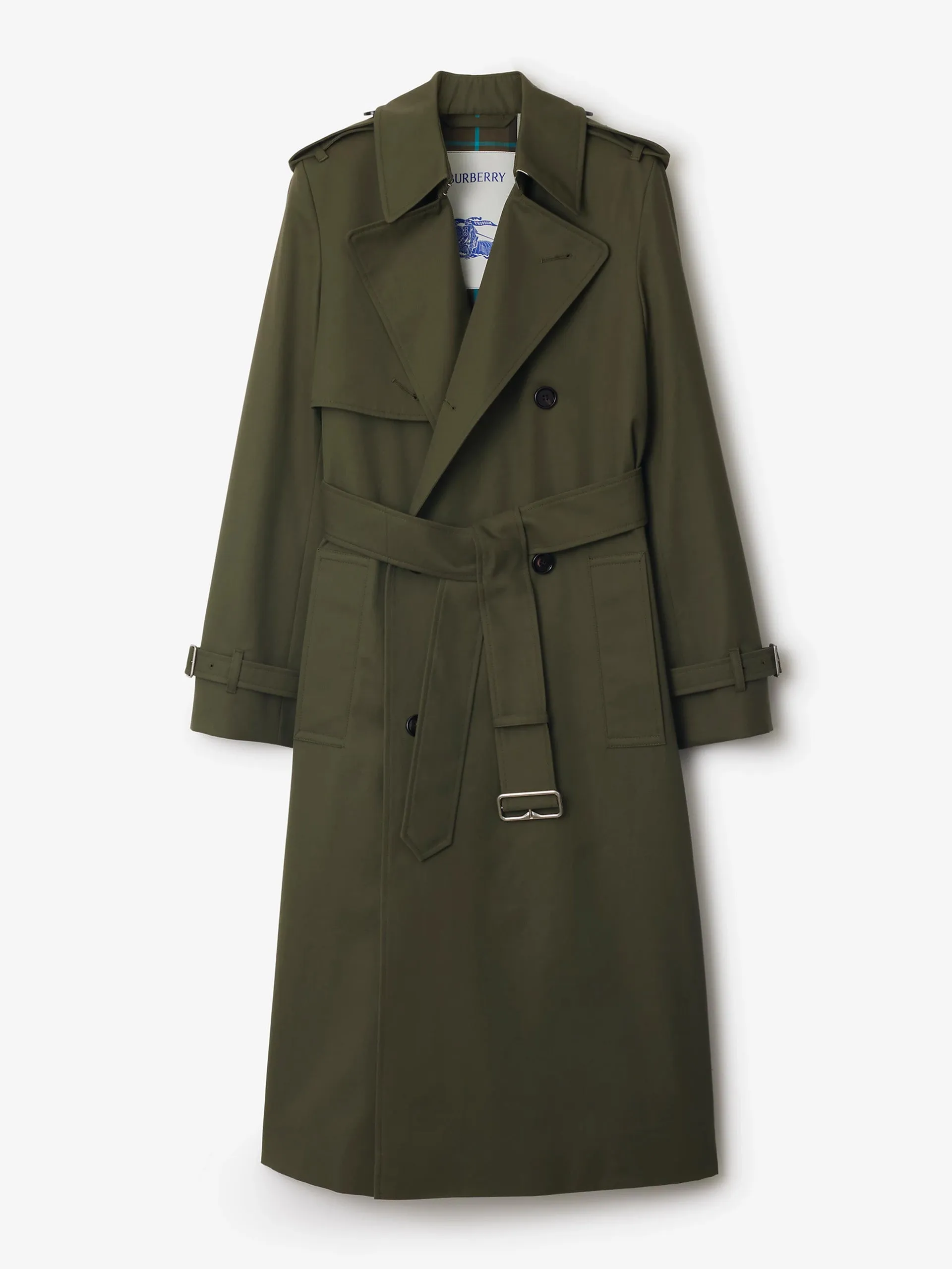 Long cotton blend trench coat