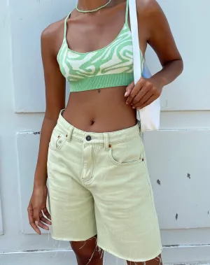 Loose Fit Denim Shorts in Sage