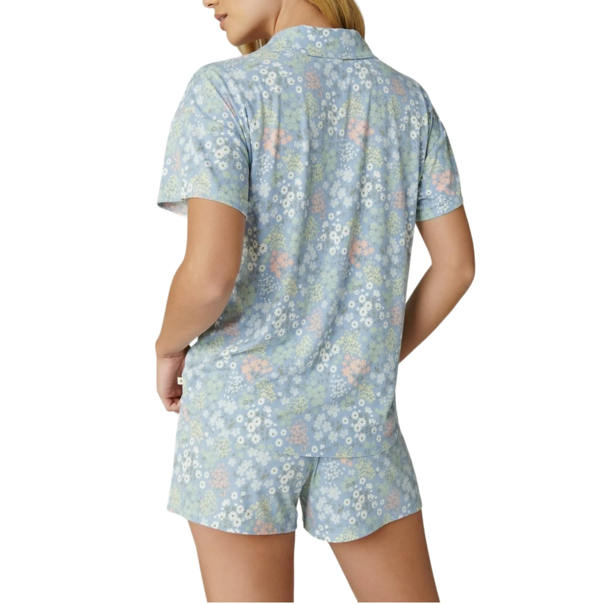 Lucky Brand Women's 2-Piece Floral Print  PJ Classic Button Up Top and Shorts Lounge Set