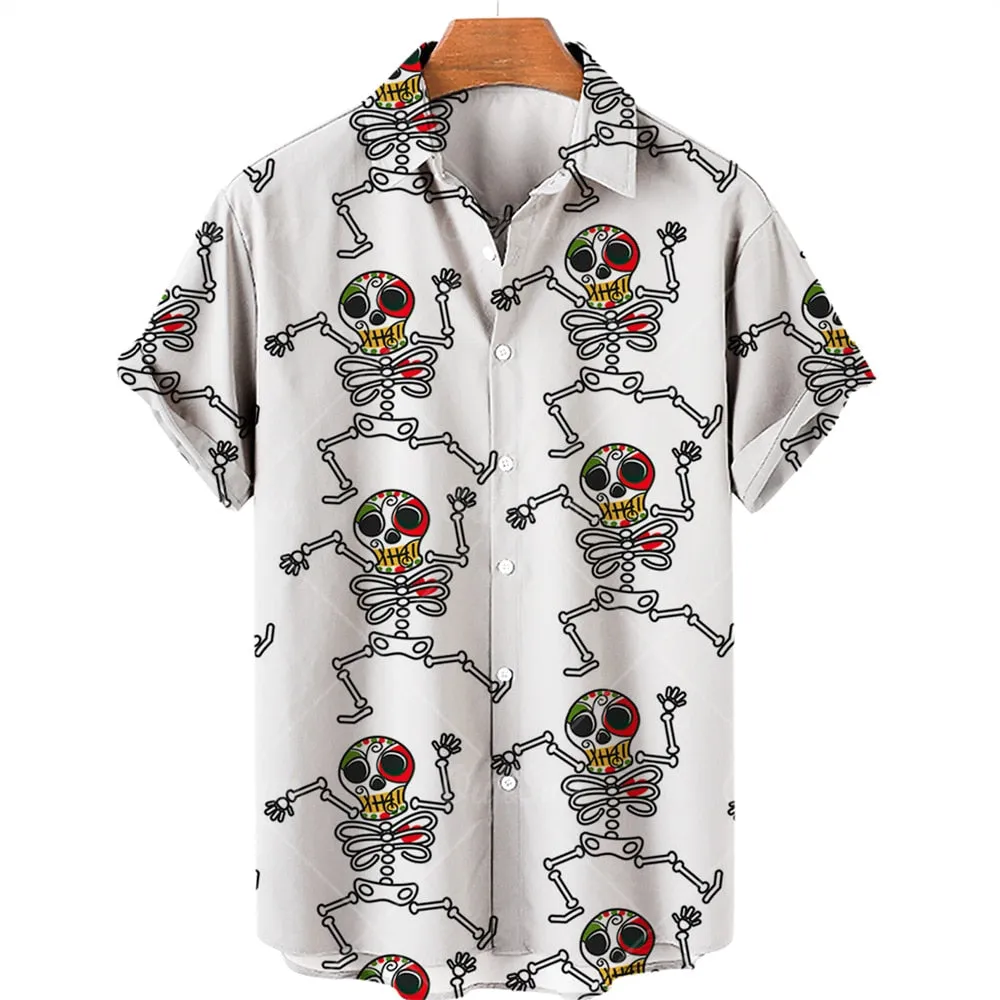 Men's Hawaiian Shirt Loose Top 5xl 3d Skull Print Shirts For Men  Fashion Shirt Men Women Tee Breathable Summer Short Sleeve