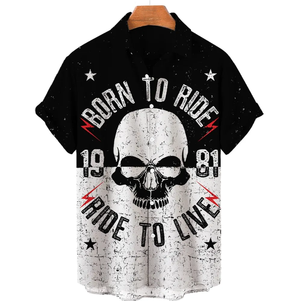 Men's Hawaiian Shirt Loose Top 5xl 3d Skull Print Shirts For Men  Fashion Shirt Men Women Tee Breathable Summer Short Sleeve