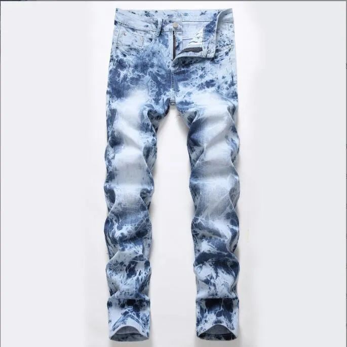 Men's New Motorcycle Jeans Pleated Holes Decorative Denim Pants Men Casual Jeans - MJN0065