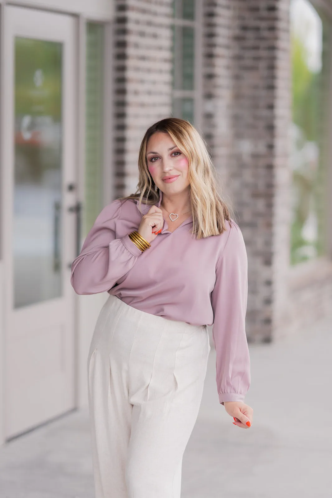 Mocha Ruffle Blouse