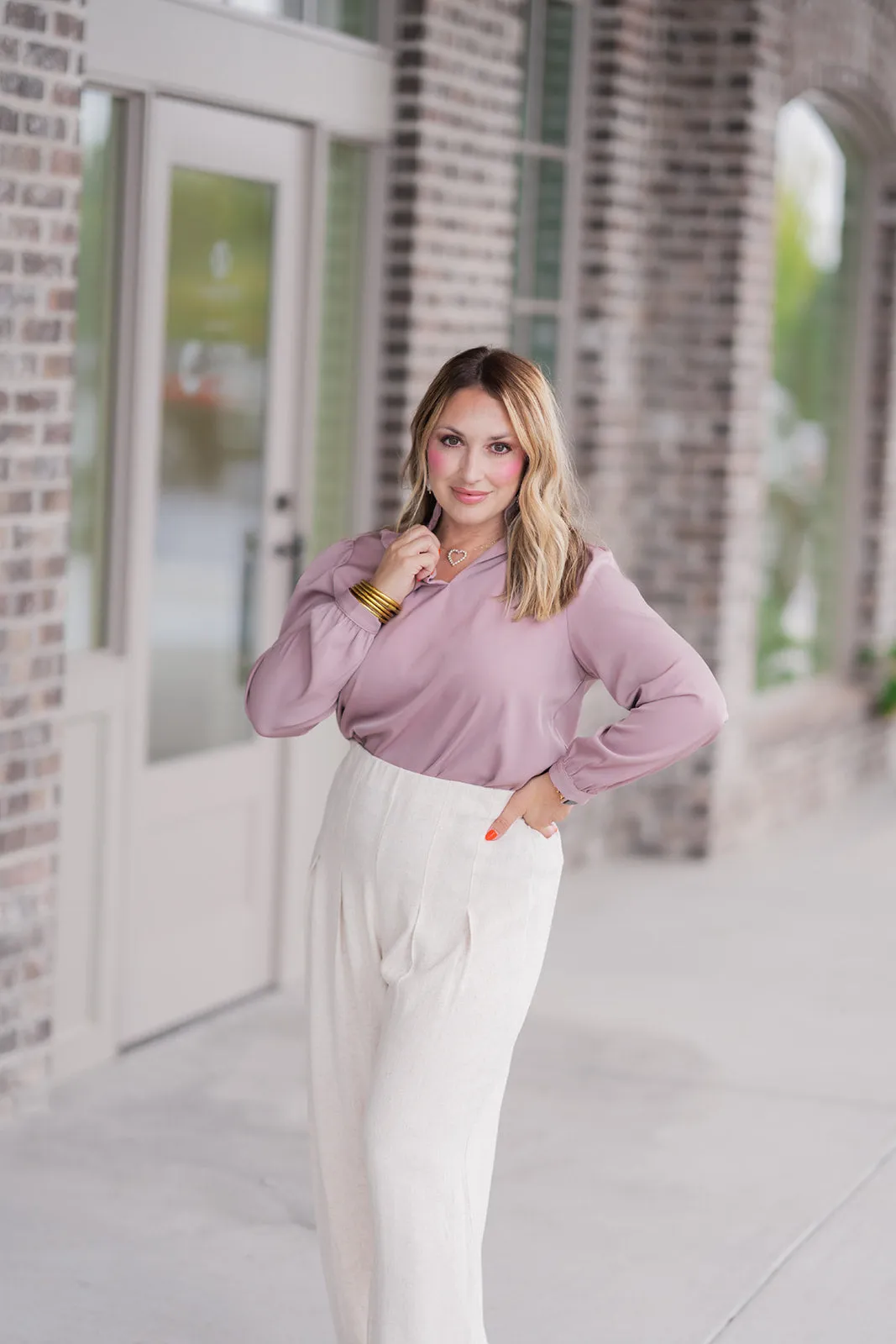 Mocha Ruffle Blouse