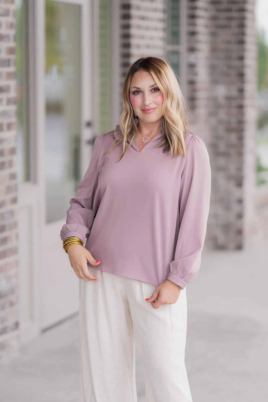 Mocha Ruffle Blouse