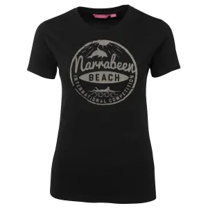 Narrabeen Beach Surf Logo Ladies T-Shirt (Black)