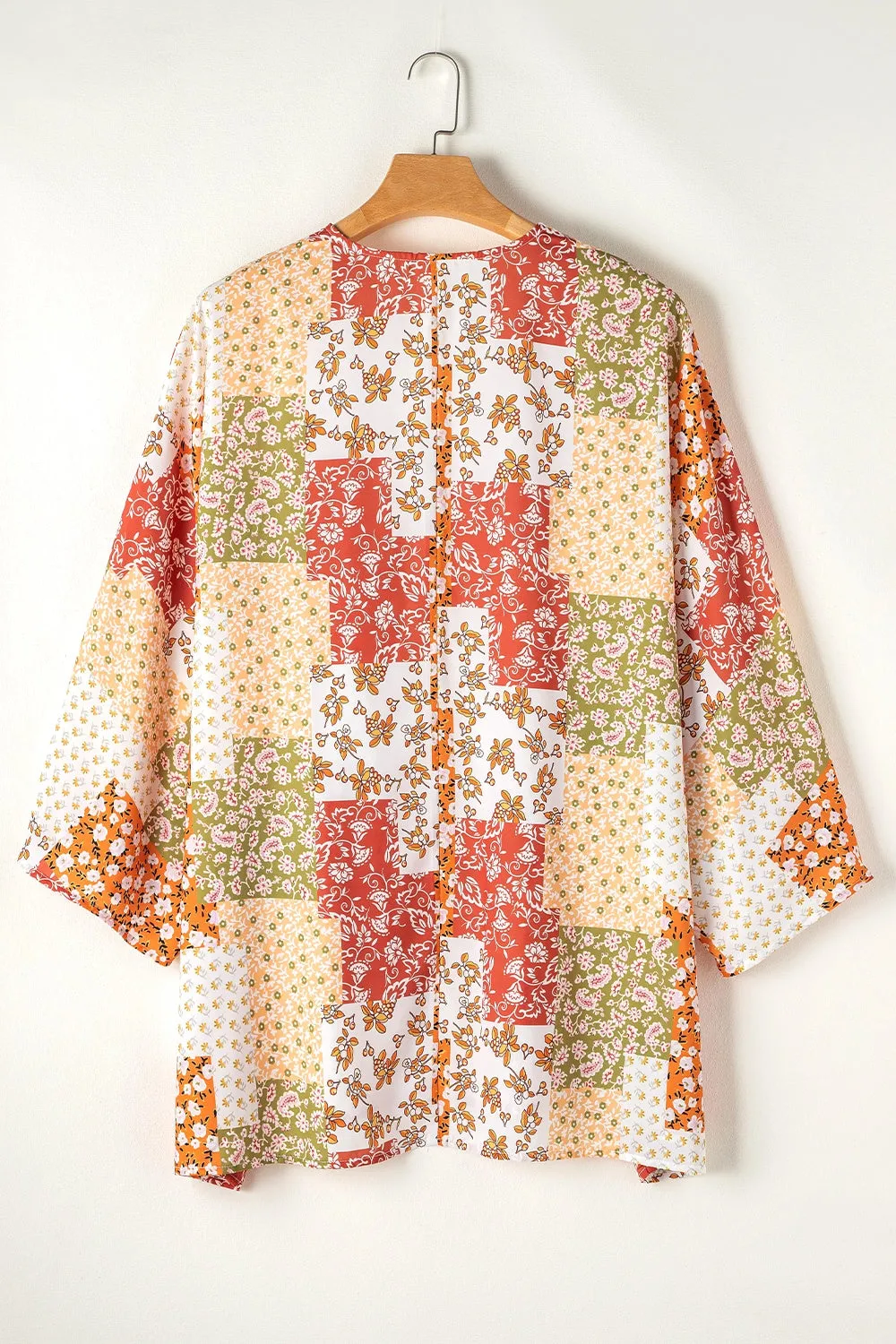 Printed Open Front Long Sleeve Cover-Up