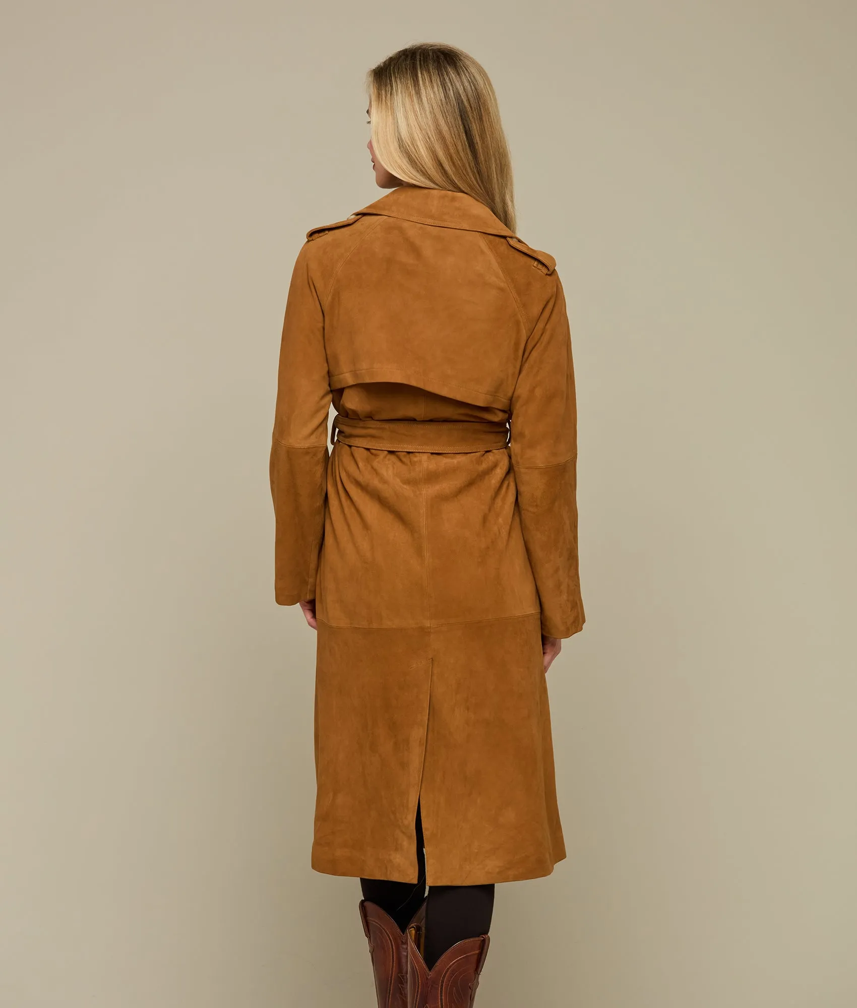 Suellen Suede Trench Coat :: Caramel