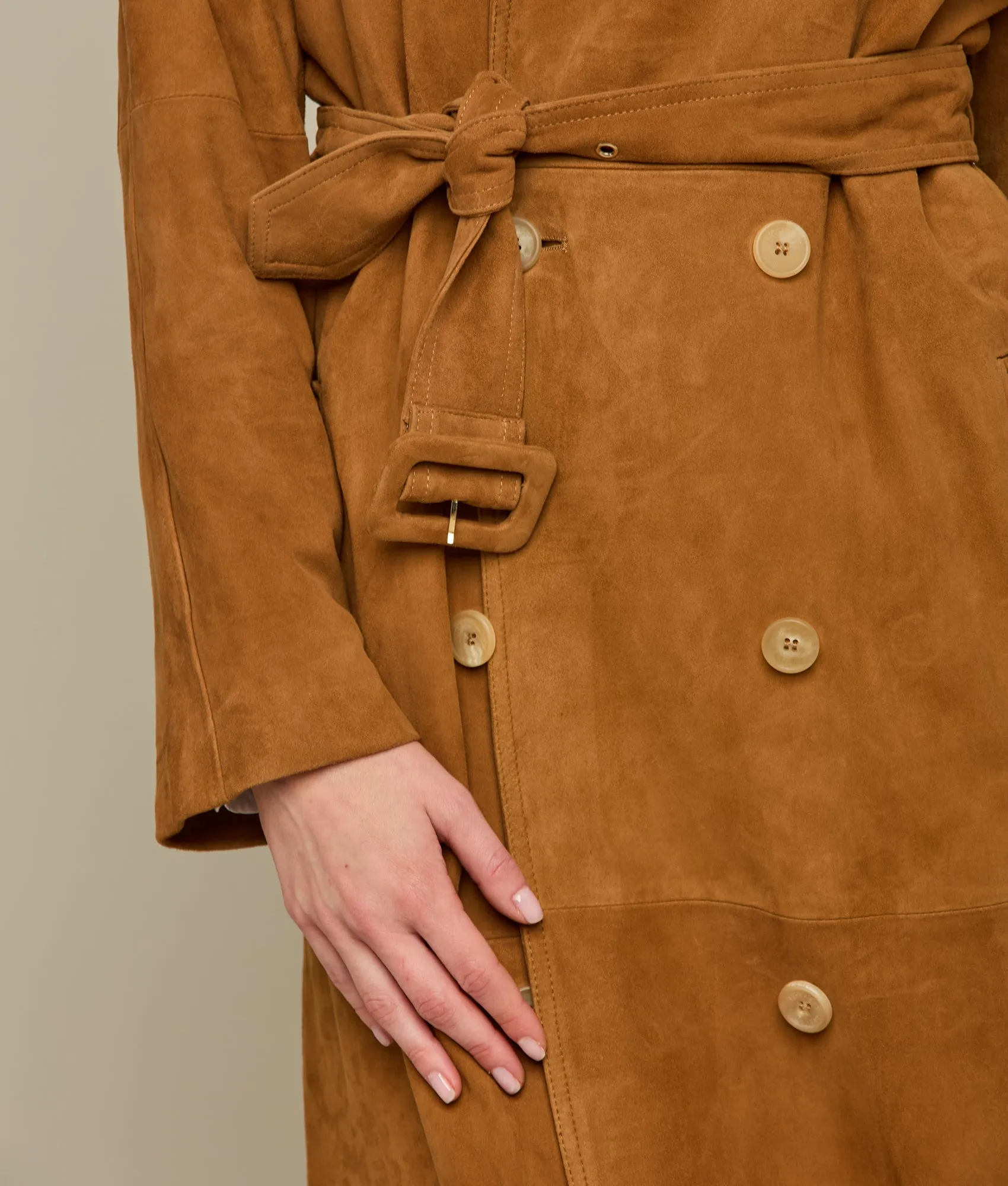 Suellen Suede Trench Coat :: Caramel