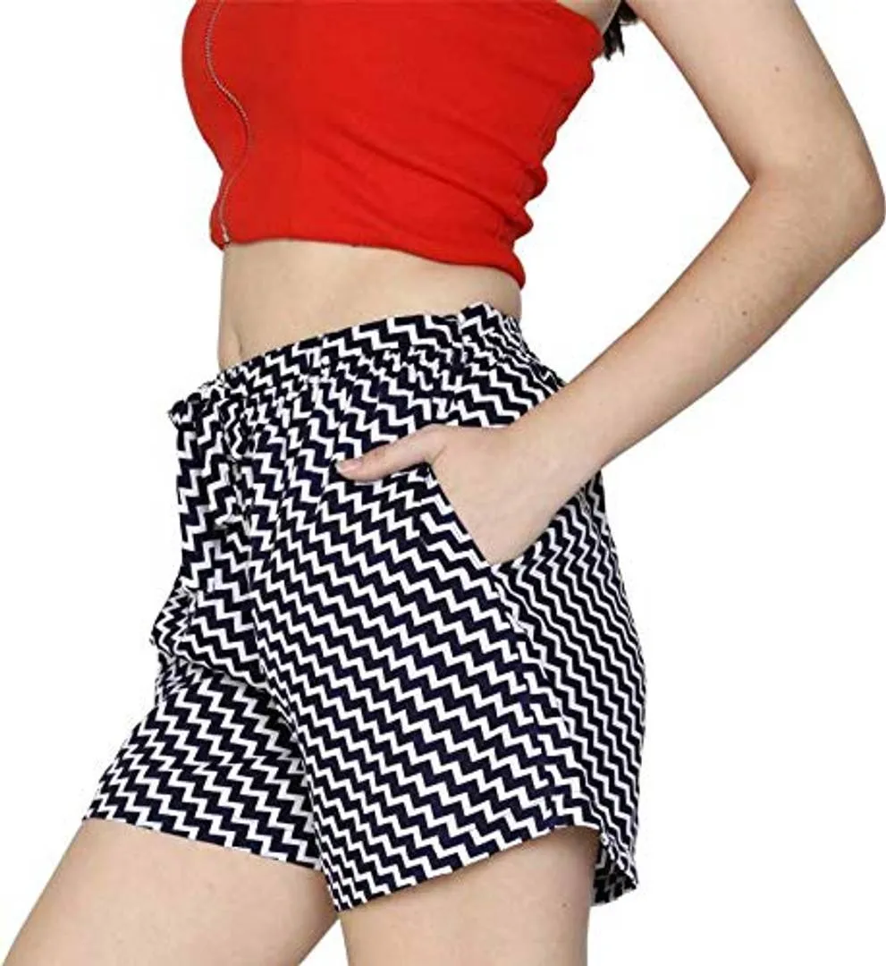 Summer Wear Printed Crepe Shorts