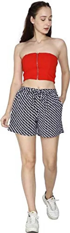 Summer Wear Printed Crepe Shorts