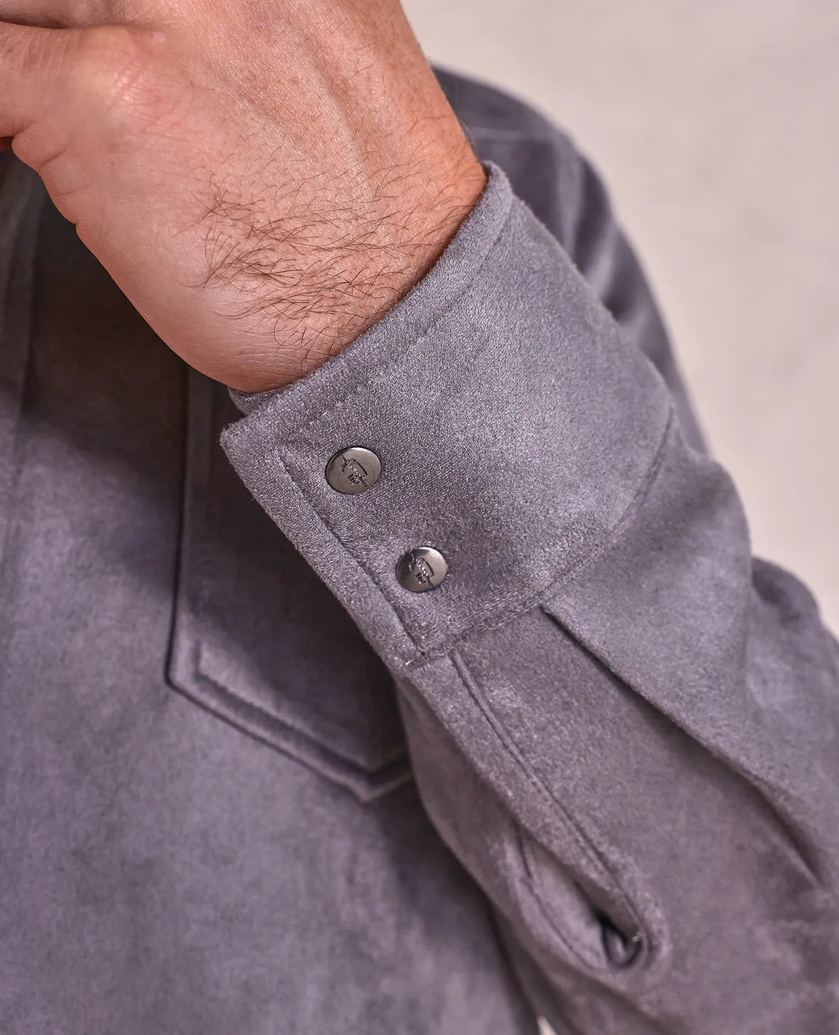 The Wyatt - Microsuede Shirt Jacket - Grey