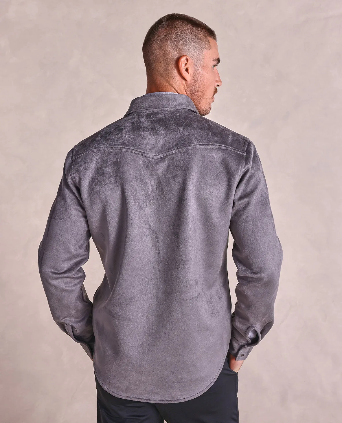 The Wyatt - Microsuede Shirt Jacket - Grey