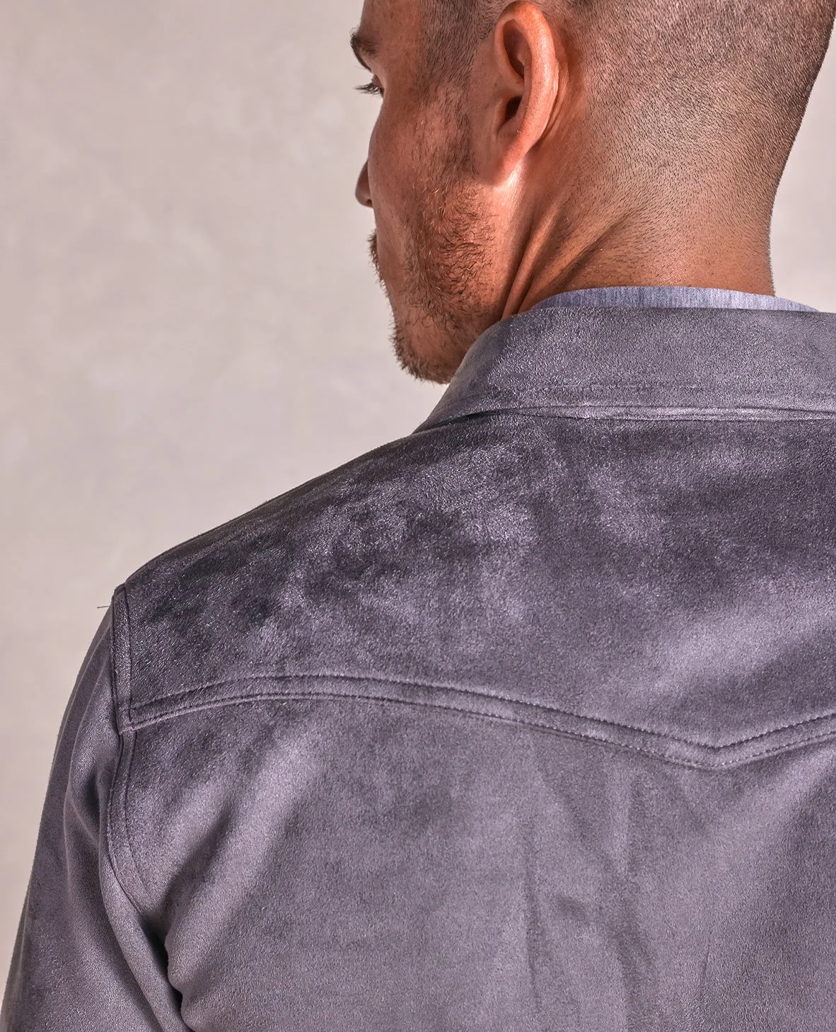 The Wyatt - Microsuede Shirt Jacket - Grey