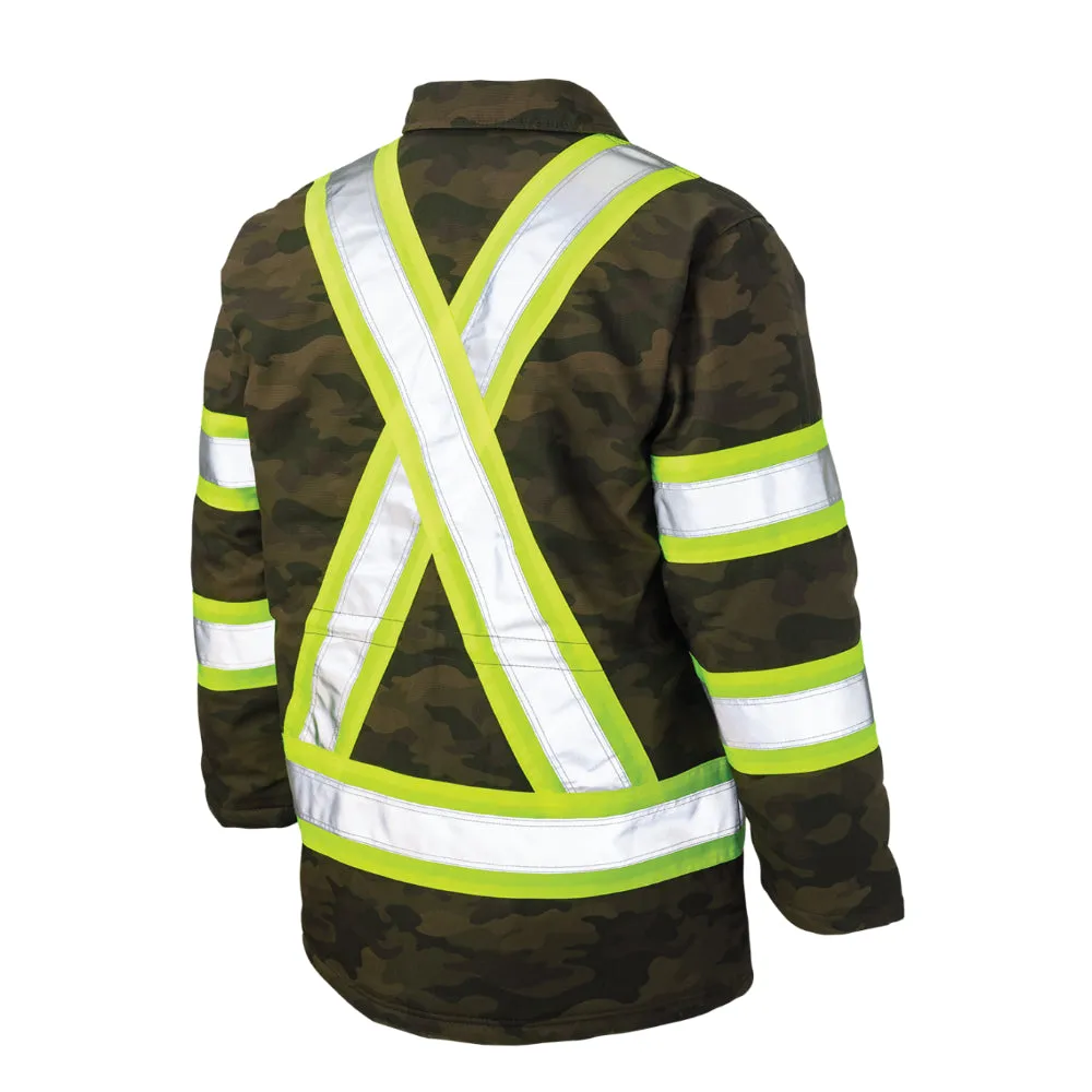 Tough Duck Camo Flex Safety Parka Jacket with Quick Release Hoodie - SJ34