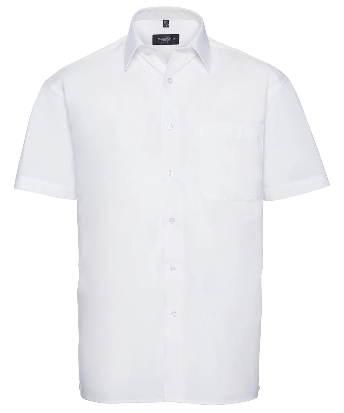 White - Short sleeve pure cotton easycare poplin shirt